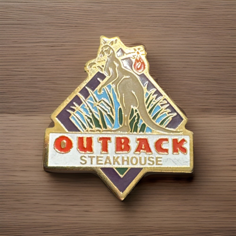 Outback Steakhouse Enamel Lapel Pin Hat Tac Kangaroo‎